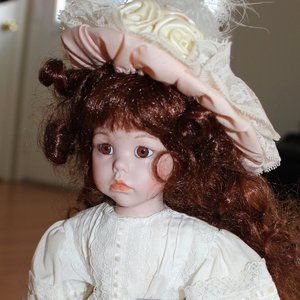 Vintage Doll 15" Red Hair With Box Stand Hat Bag